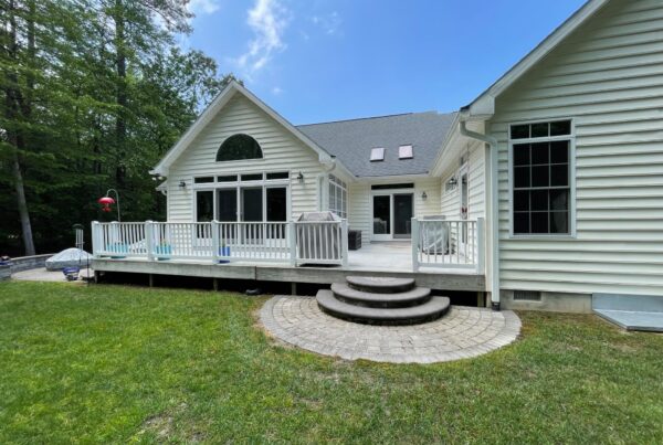 Before photo of an old wood deck in North Carolina prior to a Trex composite deck resurfacing by Titan Decks.