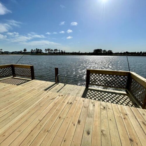 Wood-Dock-Resurface-Deck-Rebuild-NC Completed wood dock resurfacing and full deck rebuild North Carolina by Titan Decks.