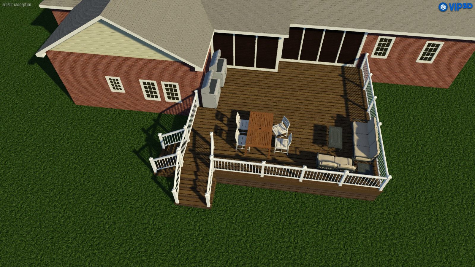 Rendering of a proposed deck builder to show the vision of the space