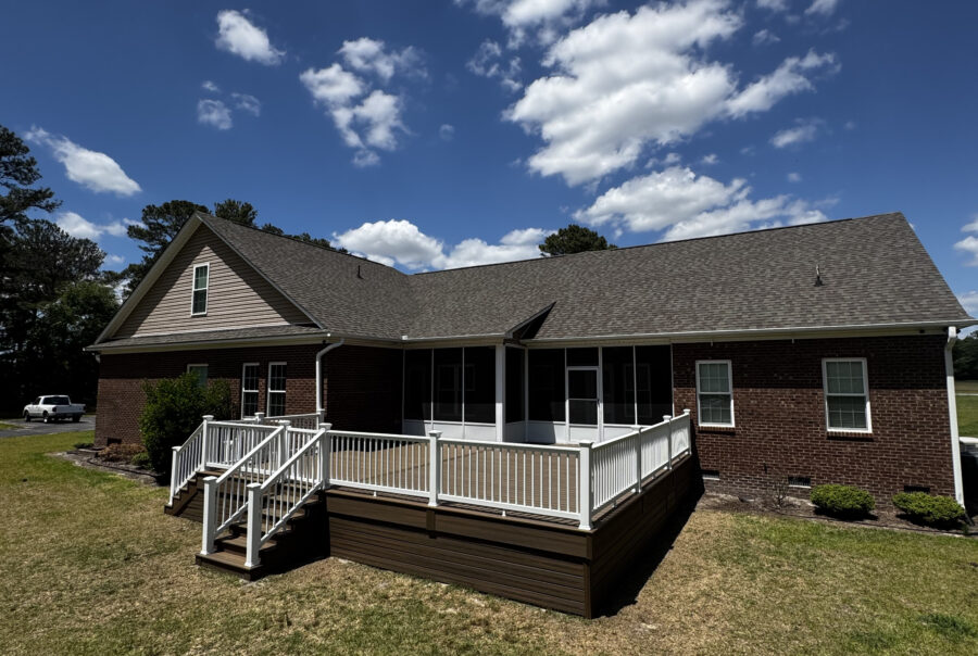 Completed Trex Deck Build with Trex T-Railing by Titan Decks LLC North Carolina