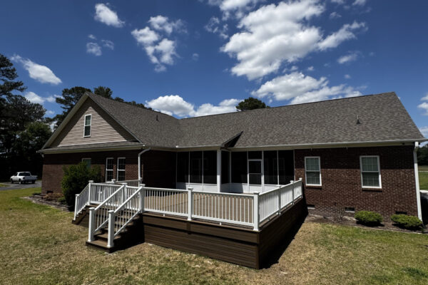 Titan Decks- Local Deck Builder-NC- New Trex Composite Toasted Sand Deck Build After Photo 5 Completed Trex Deck Build with Trex T-Railing by Titan Decks LLC North Carolina