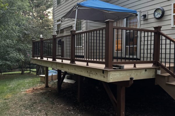 Custom Trex Golden Hour composite deck resurface and extension in Mount Holly NC - Photo 1