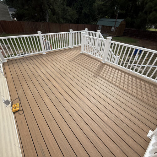 Trex Golden Hour composite decking installed with hidden fasteners